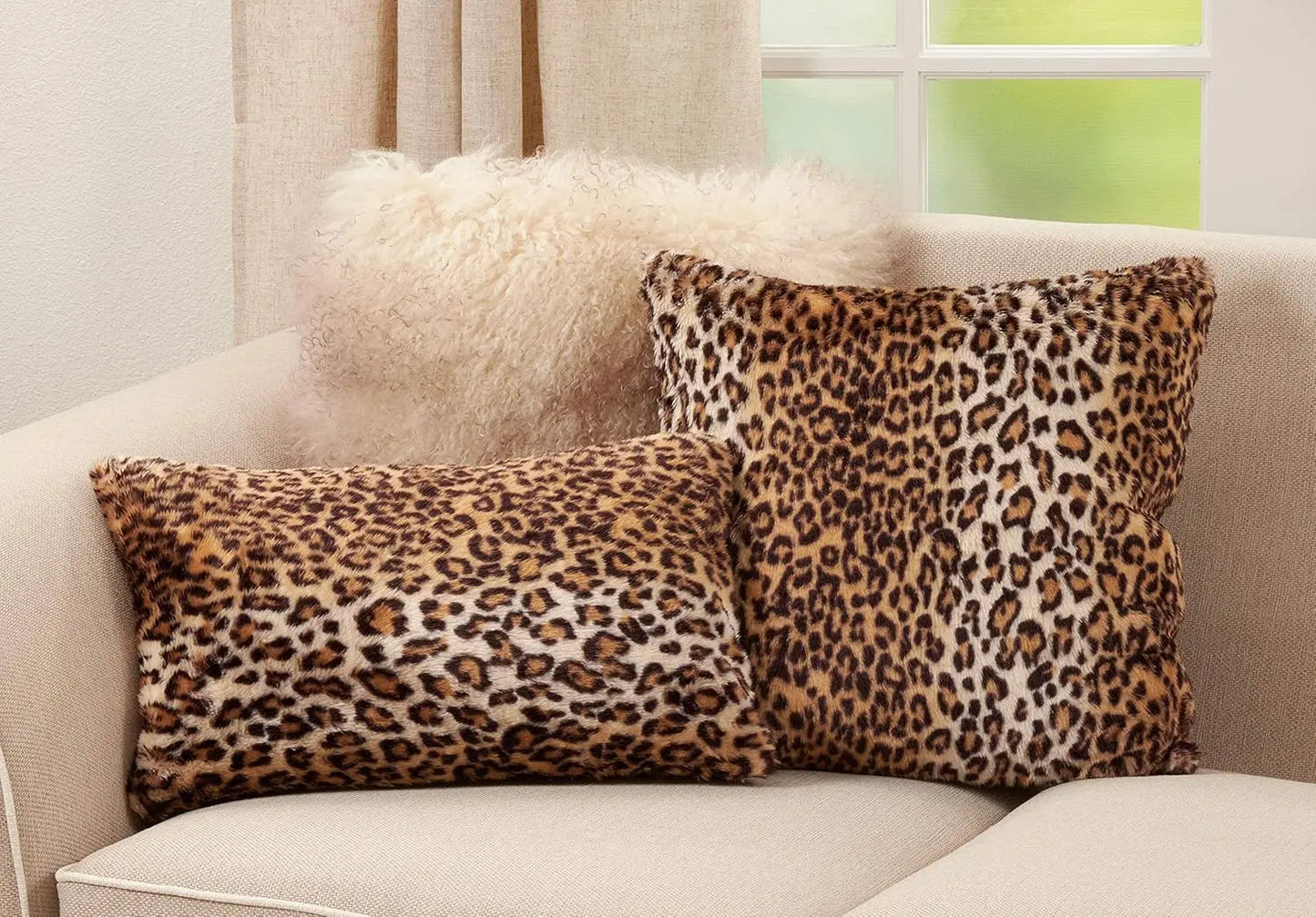 Cheetah Print Faux Fur Throw Pillow for Bedding and Decor