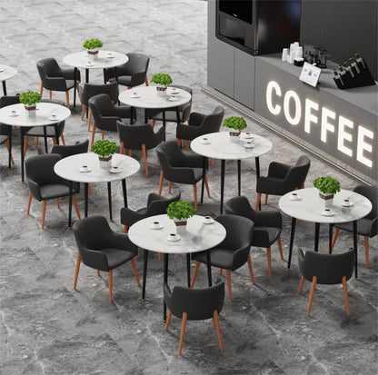 Modern Round Marble Top Dining Table With Metal Frame