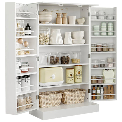Homcom Freestanding Kitchen Pantry Cabinet With Double Doors