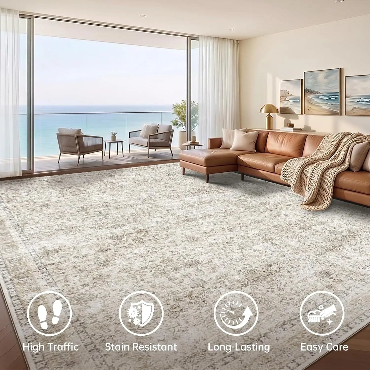 Ultra Soft Washable Area Rugs Non Slip Backing Stain Resistant