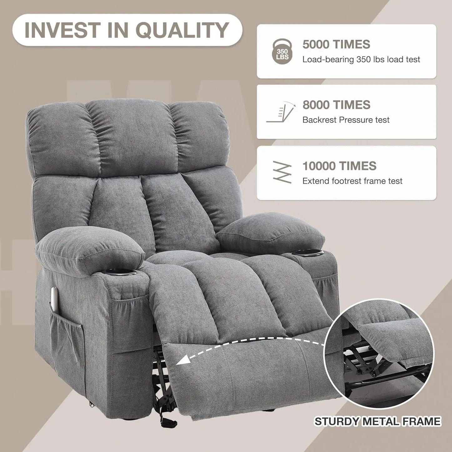 Massage Rocker Recliner Chair With Heat And Vibration Ergonomic Lounge