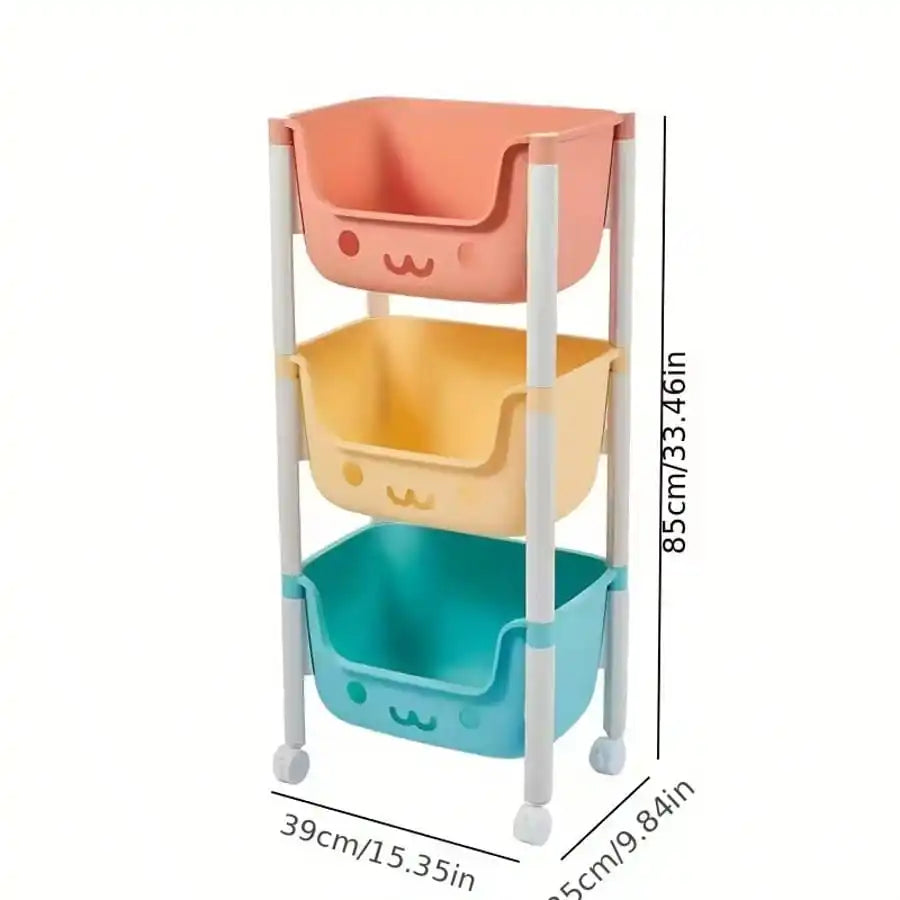 Multi Layer Wheeled Storage Rack Mobile Organizer for Living Room