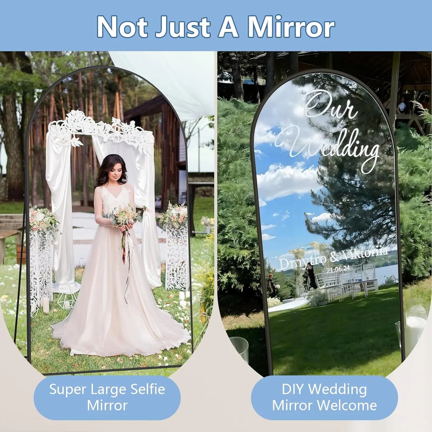 Arched Floor Mirror With Stand Tempered Glass Full Body
