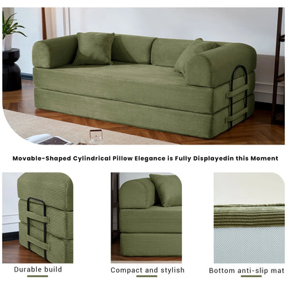 Corduroy Convertible Sofa Bed With Removable Cover For Living Room