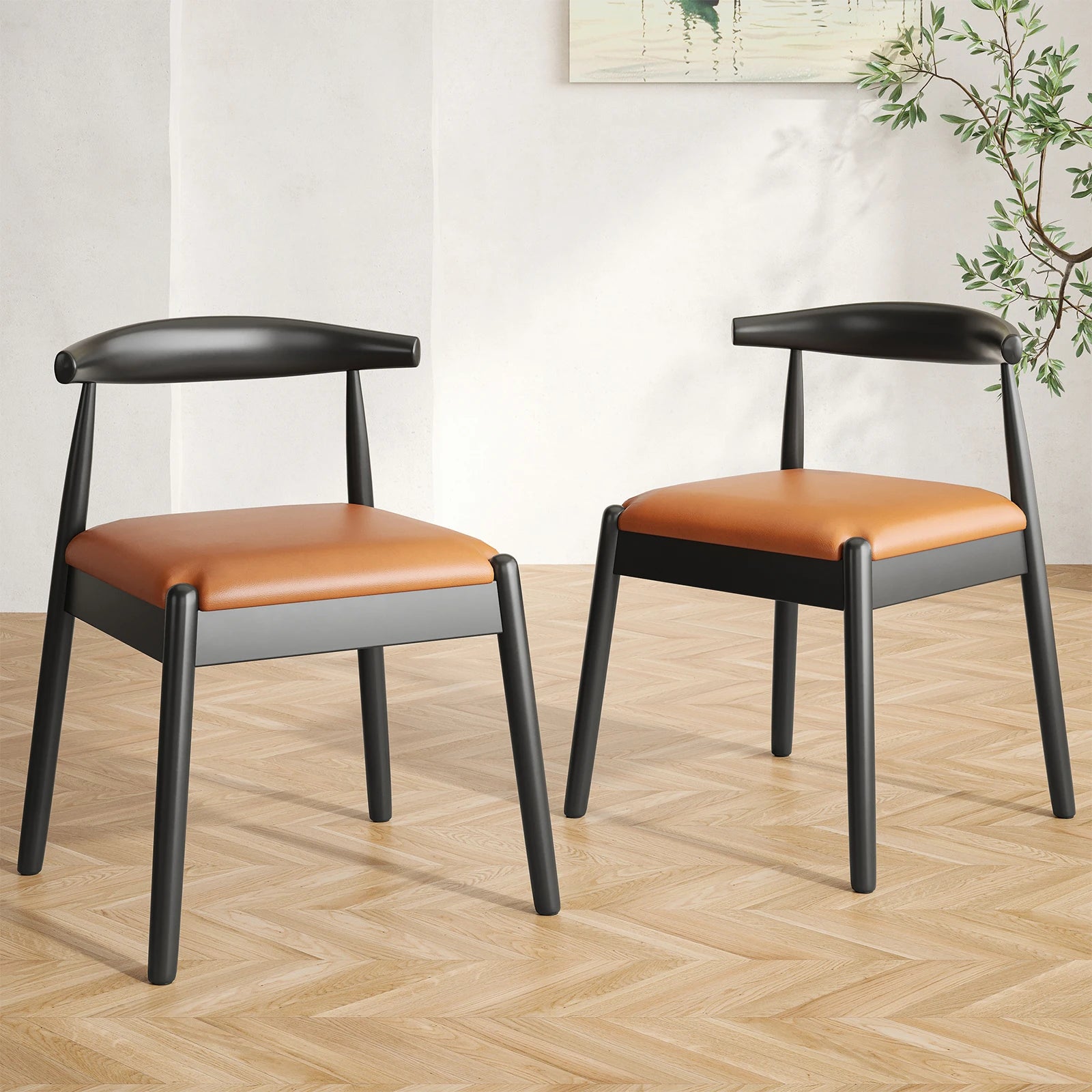 FARINI Dining Chairs Set Mid-Century Modern Solid Wood Legs
