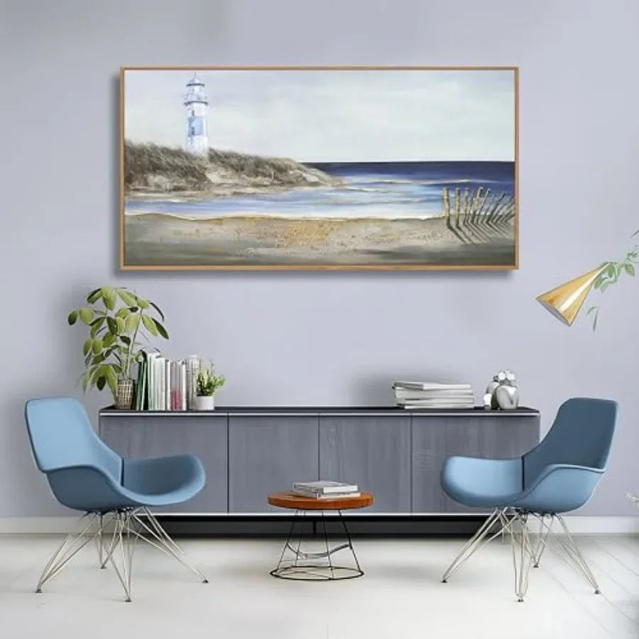 Coastal Lighthouse Canvas Art For Living Room Framed