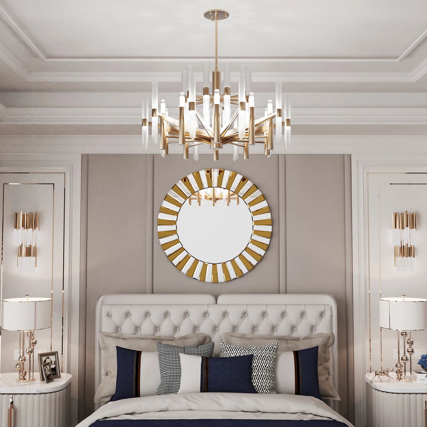 Round Starburst Decorative Wall Mirror For Living Room Bedroom Bathroom