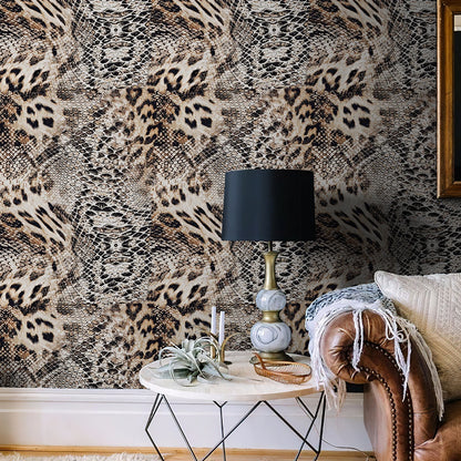 Retro Leopard Print Vinyl Peel and Stick Wallpaper Decor