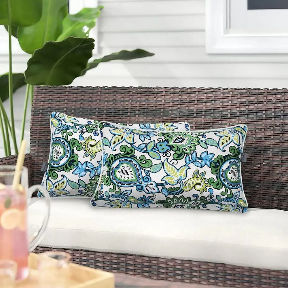 Outdoor Waterproof Lumbar Rectangular Throw Pillow With Insert