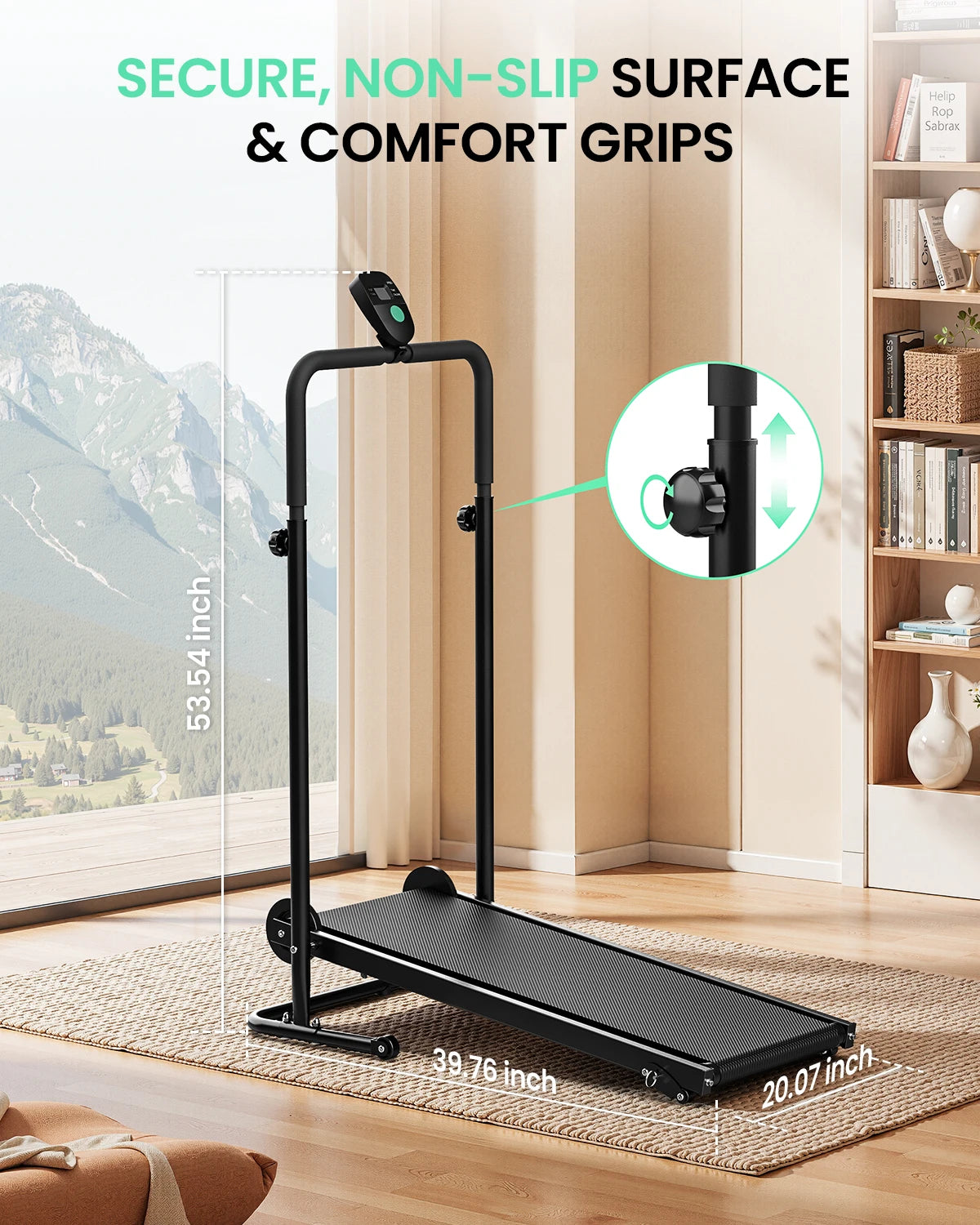 AKLUER Non Electric Treadmill With Dual Flywheels Fixed Incline