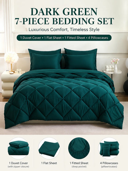 EasYum 5 To 7 Piece Bedding Set Comforter Flat Fitted Pillowcases
