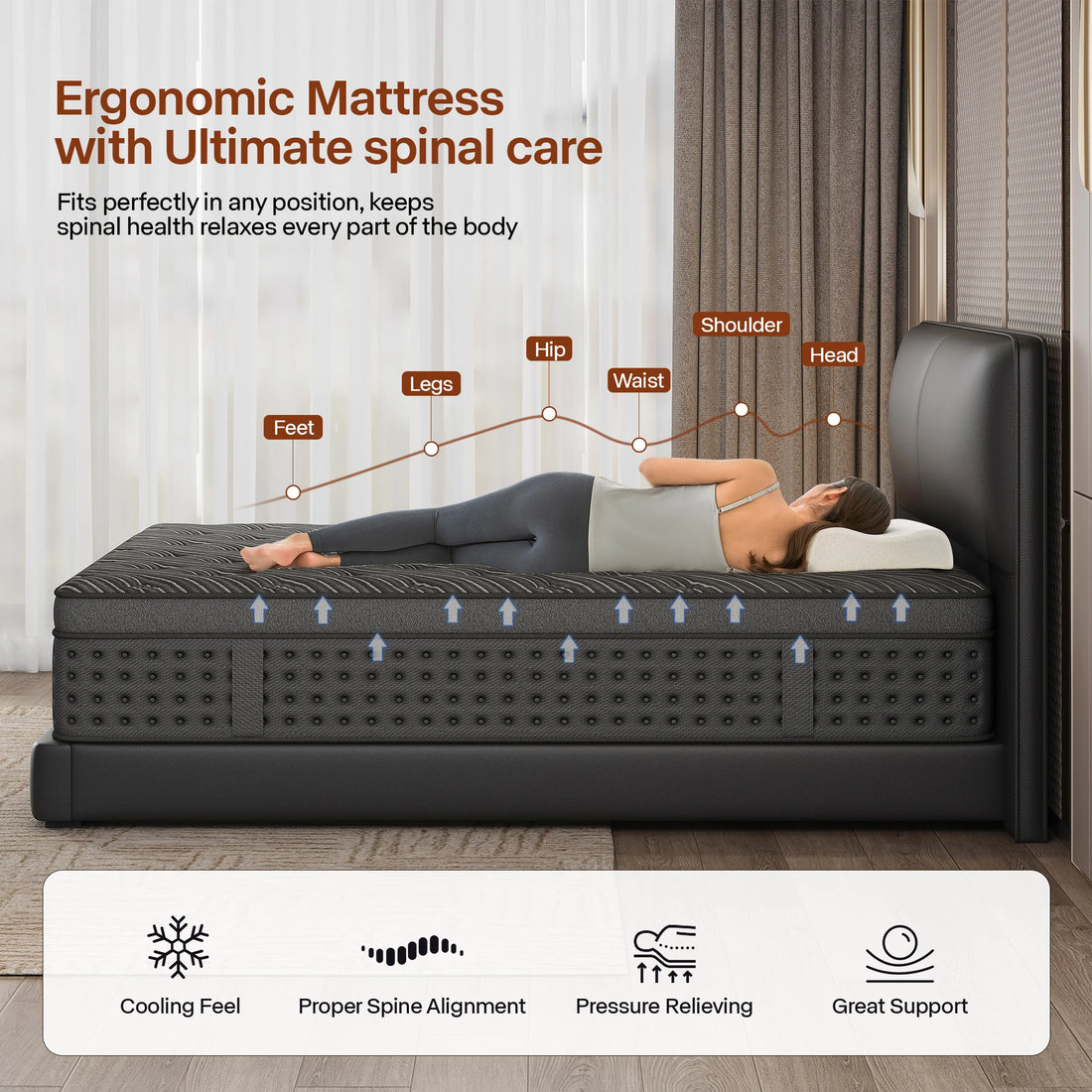 LayRoad Medium Firm Memory Foam And Spring Mattress