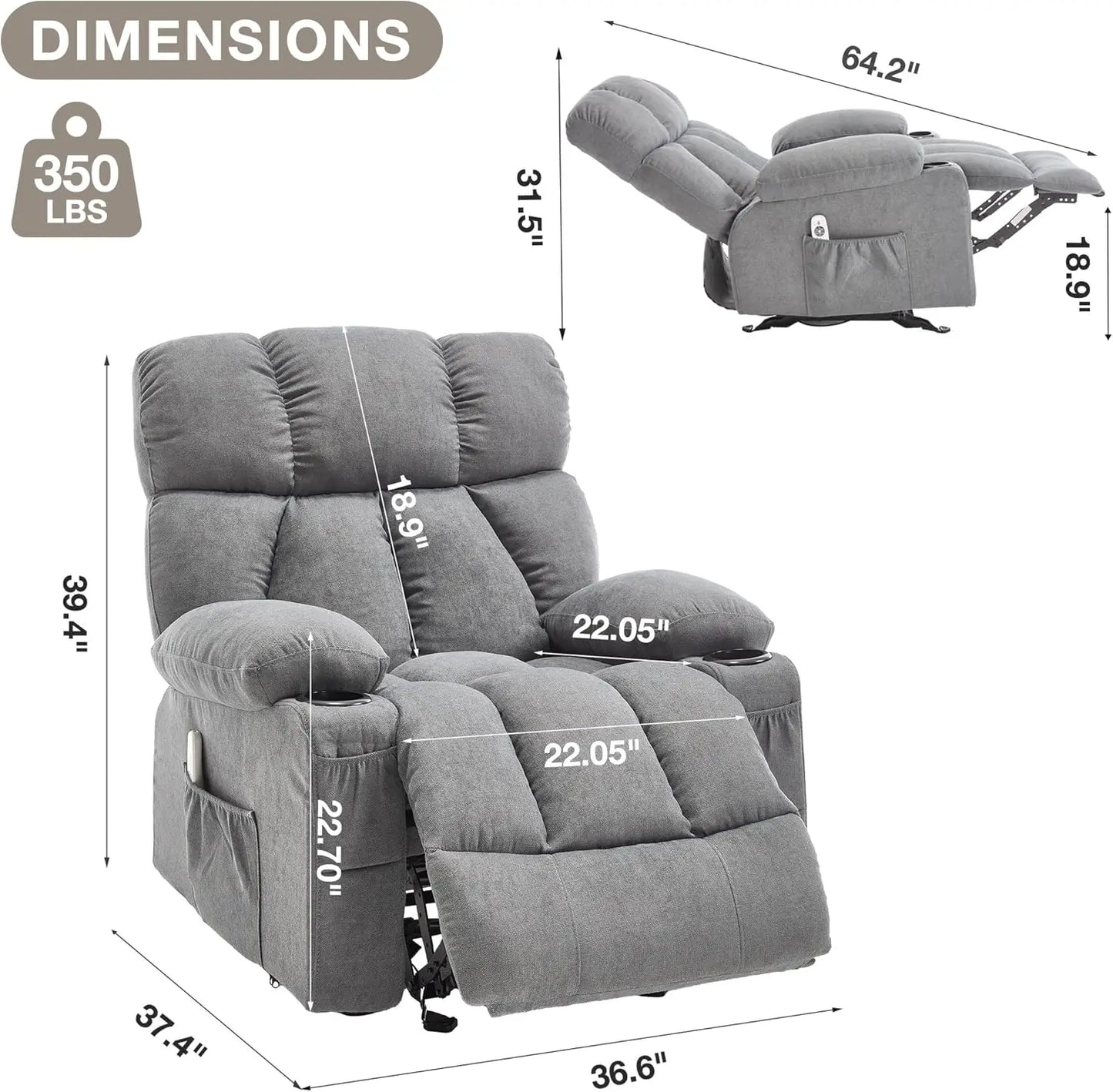 Massage Rocker Recliner Chair With Heat And Vibration Ergonomic Lounge