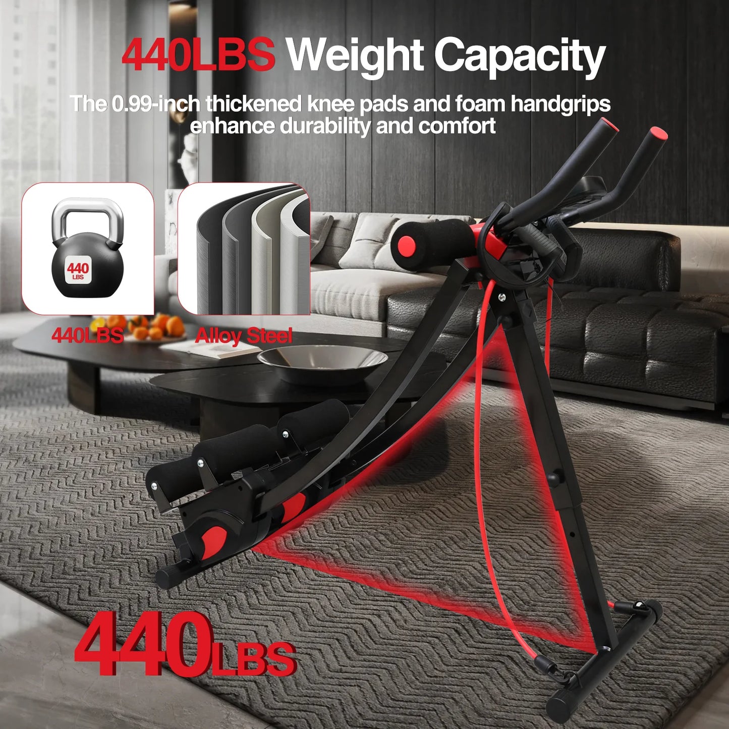 Foldable Abdominal Exercise Machine With LCD Display For Home Gym