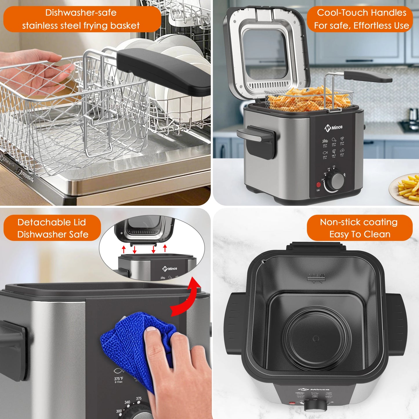 Minca Electric Deep Fryer With Viewing Window And Removable Basket