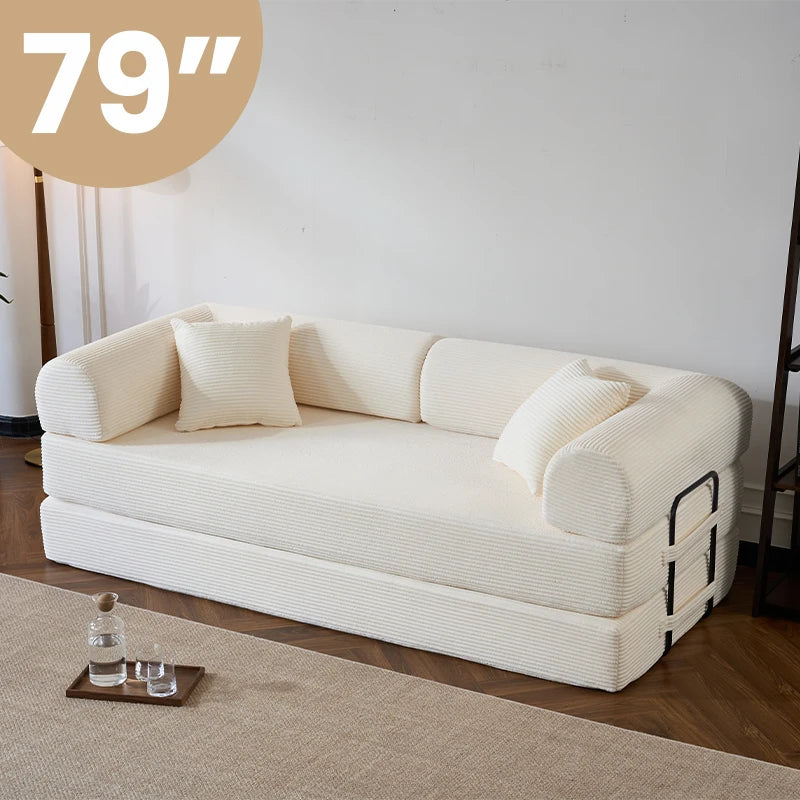Corduroy Convertible Sofa Bed With Removable Cover For Living Room