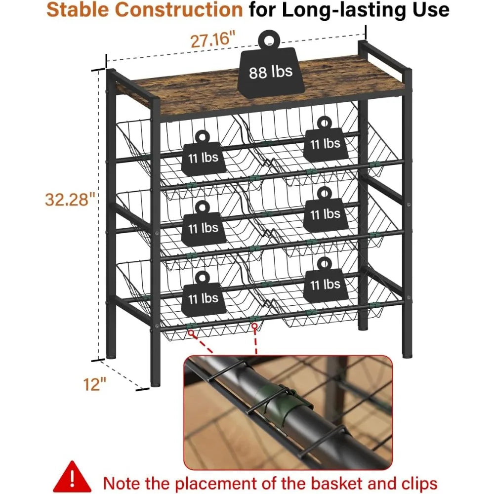 NBVCX 4 Tier Fruit And Vegetable Storage Rack Freestanding Shelf