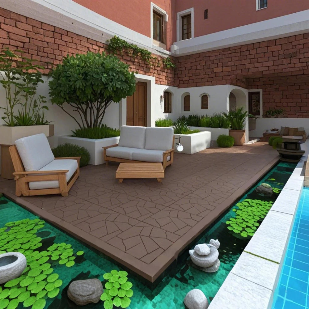 Stone Style Interlocking Patio Deck Tiles For Outdoor And Indoor Use