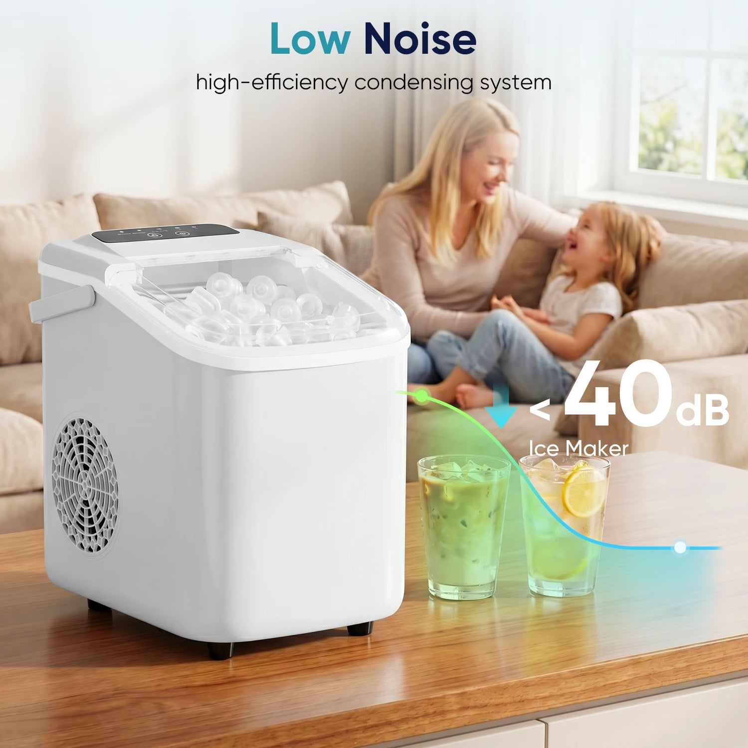 Portable Countertop Ice Maker With Rapid Ice Production And Handle