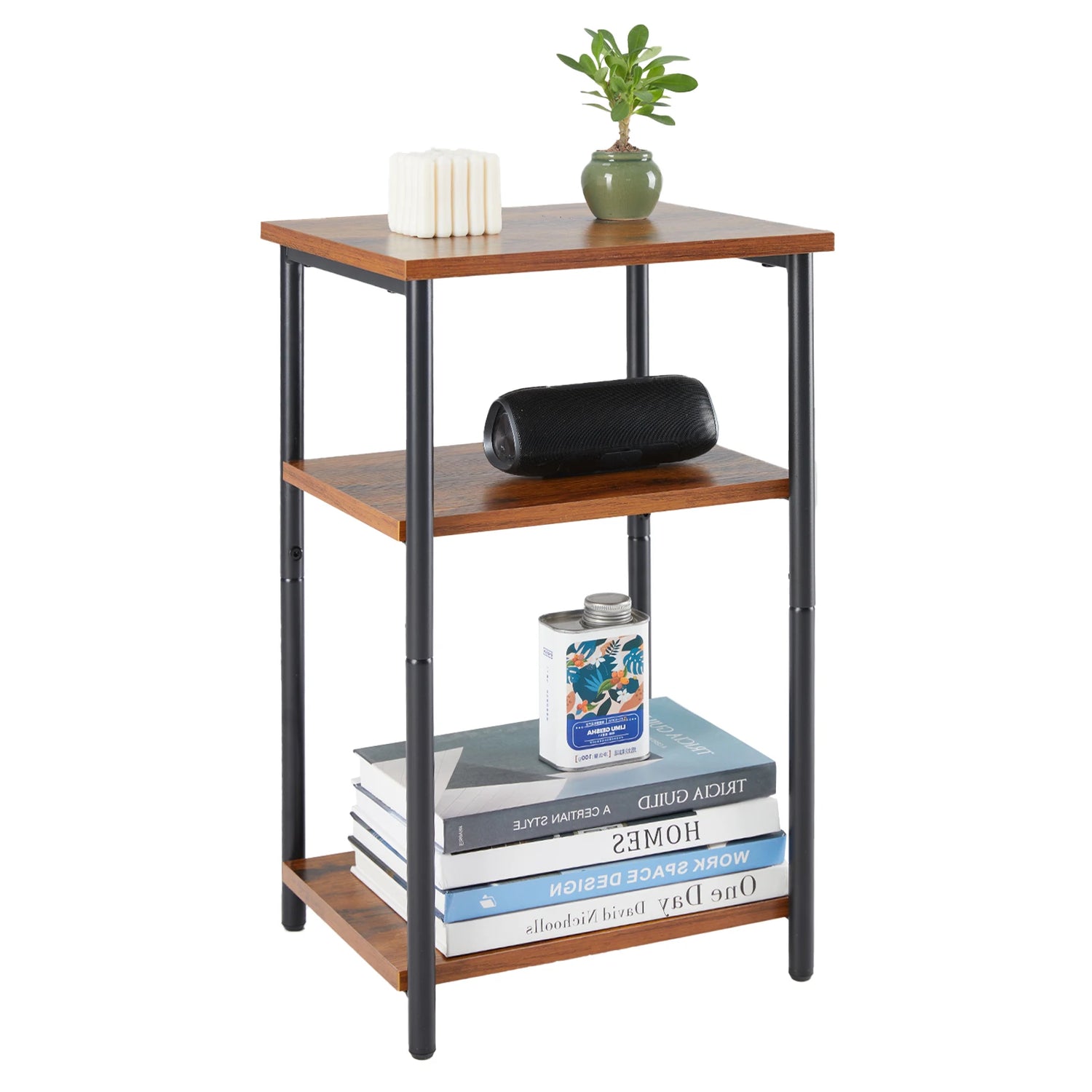 JHK Two Tier End Table With Adjustable Feet Space Saving