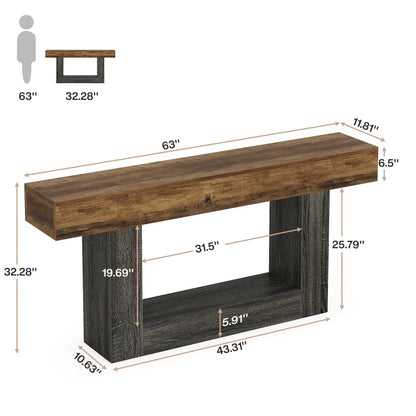 Tribesigns Farmhouse Console Table 2-Tier Entryway With U-Shaped Base