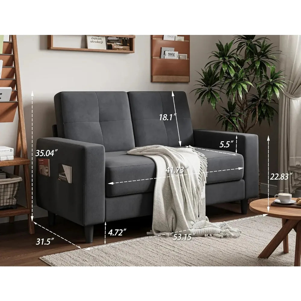 Compact Loveseat Velvet Fabric Sofa For Small Spaces