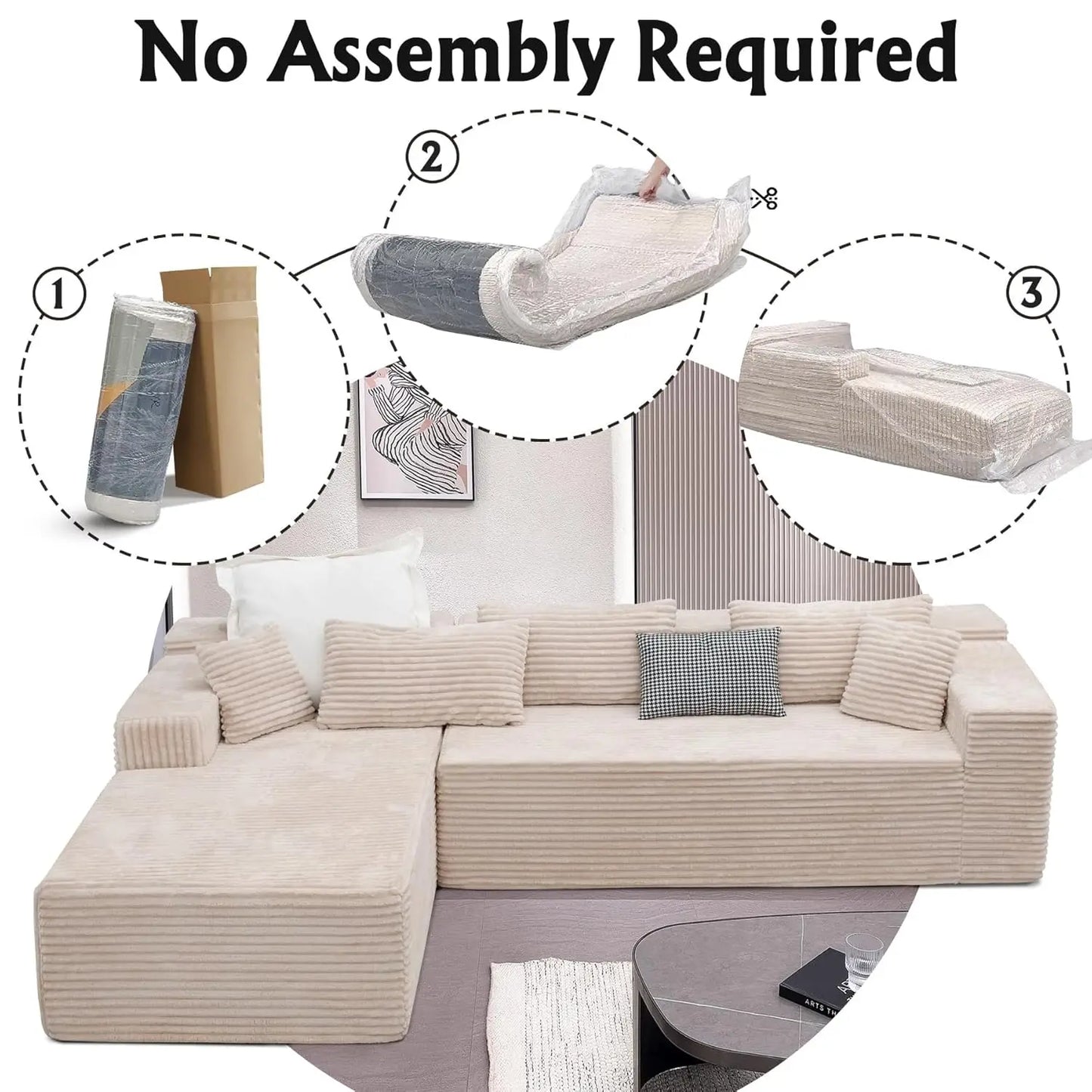 Modular L Shape Sectional Sofa With Deep Seats