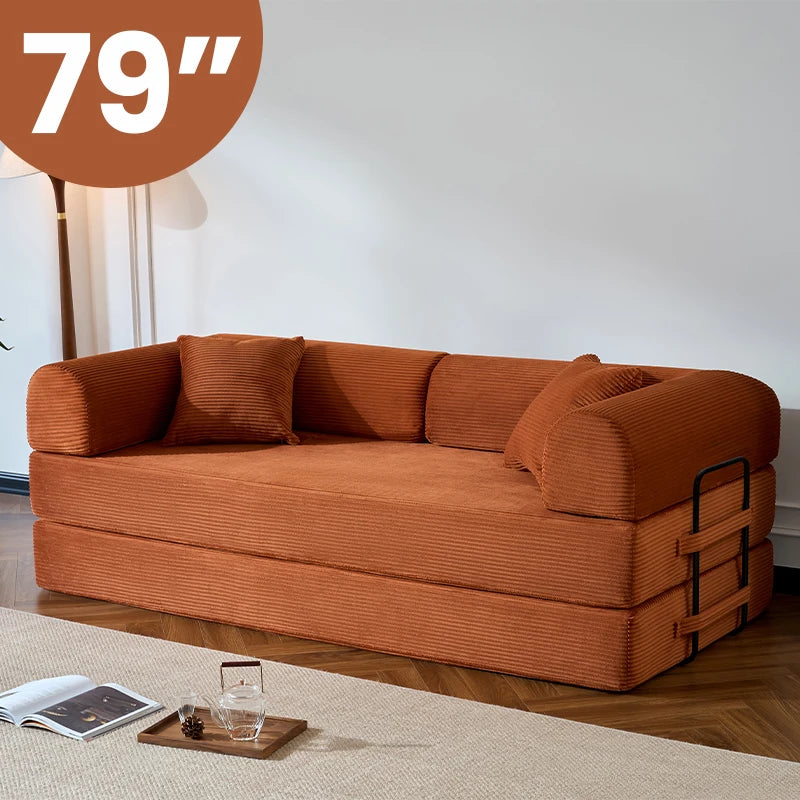 Corduroy Convertible Sofa Bed With Removable Cover For Living Room