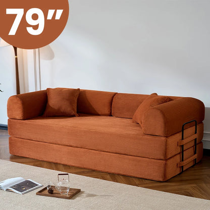 Corduroy Convertible Sofa Bed With Removable Cover For Living Room