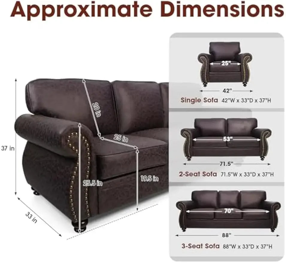 Mid-Century Vintage Sofa Couches Rivet Design Living Room Set