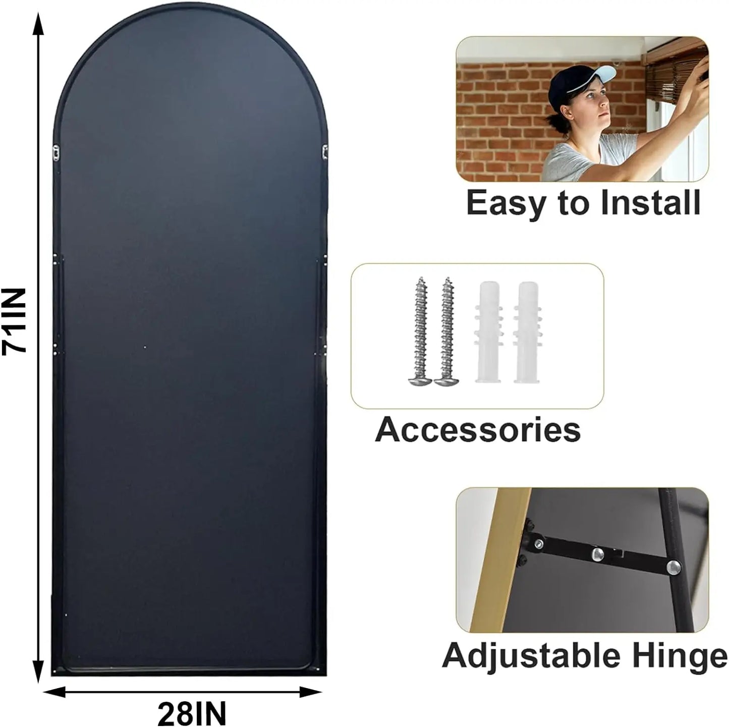 HARRITPURE Full Length Mirror With Aluminum Frame For Home