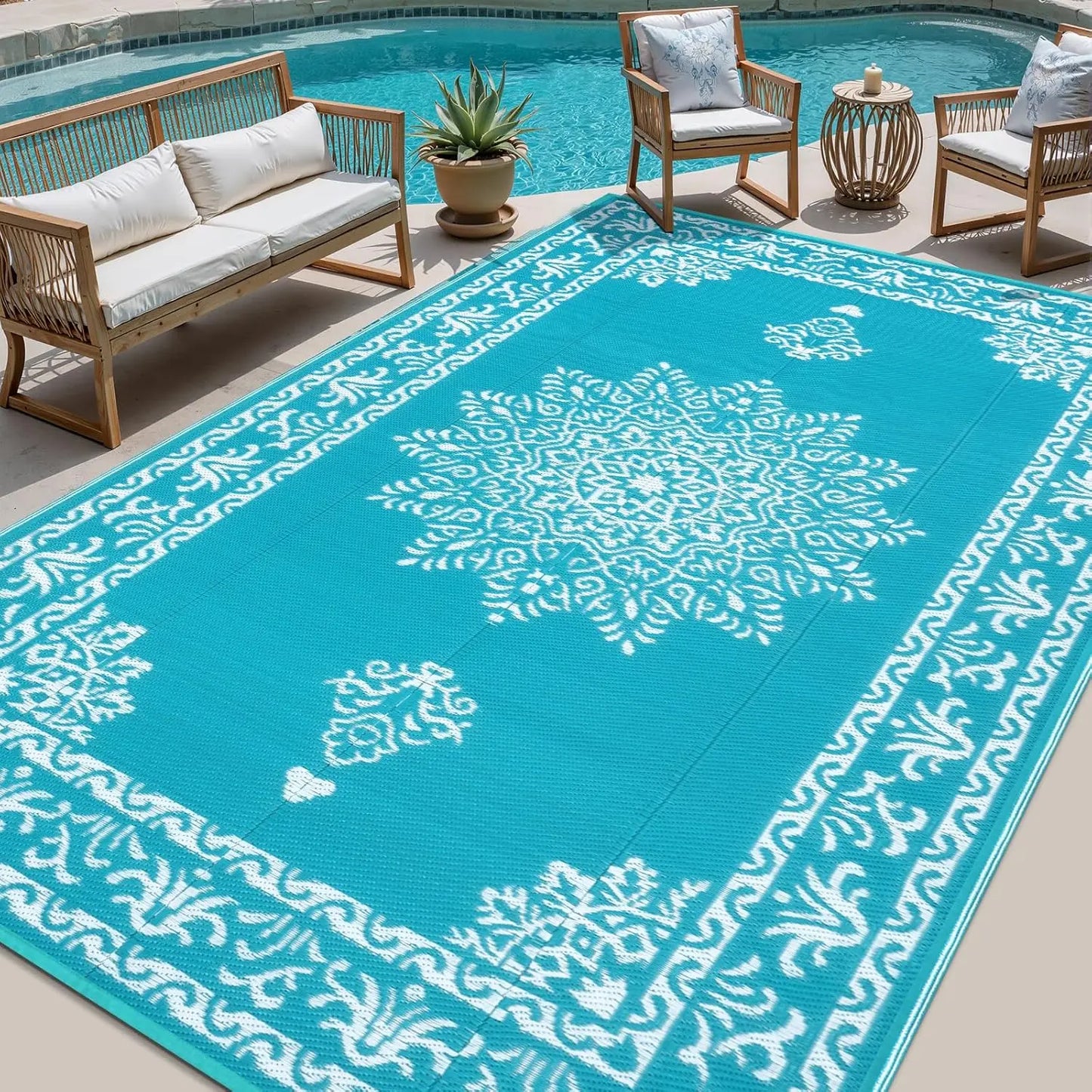 Waterproof Reversible Outdoor Rug Deck And Patio With UV Resistance