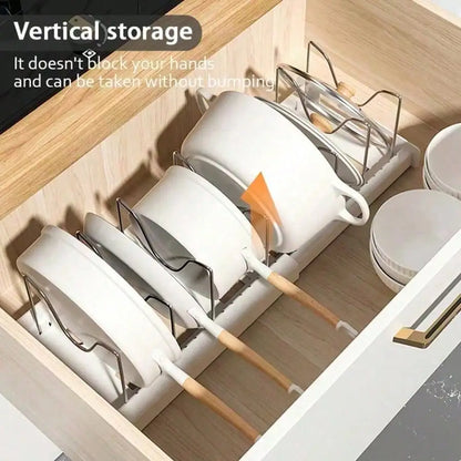 Premium Stainless Steel Pull Out Pot Lid Organizer Rack