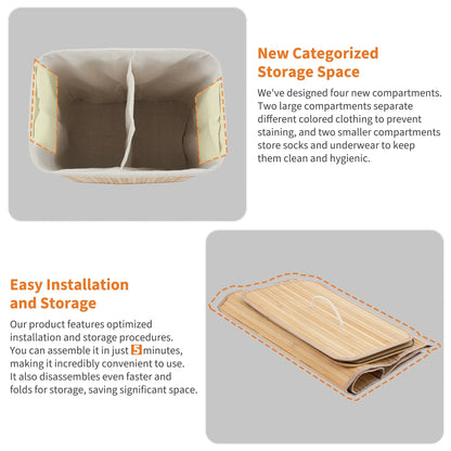 HiMISS Bamboo Laundry Hamper With Foldable Design And Lid