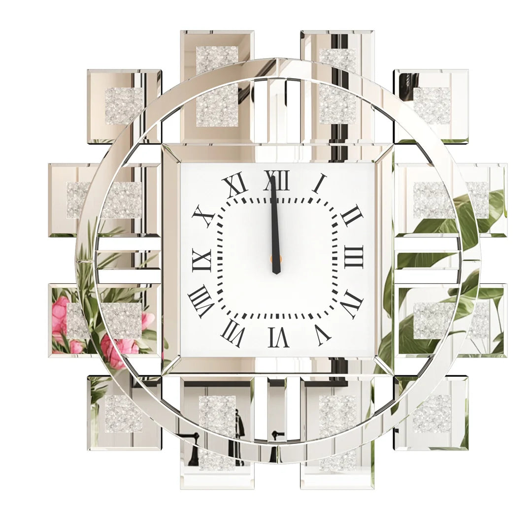 Decorative Wall Clock With Crystal Crushed Diamond Inlay Battery Operated