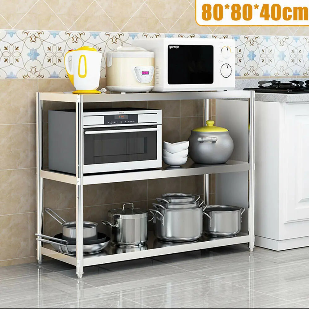Stainless Steel Heavy Duty Storage Shelving Rack Three Tier Kitchen