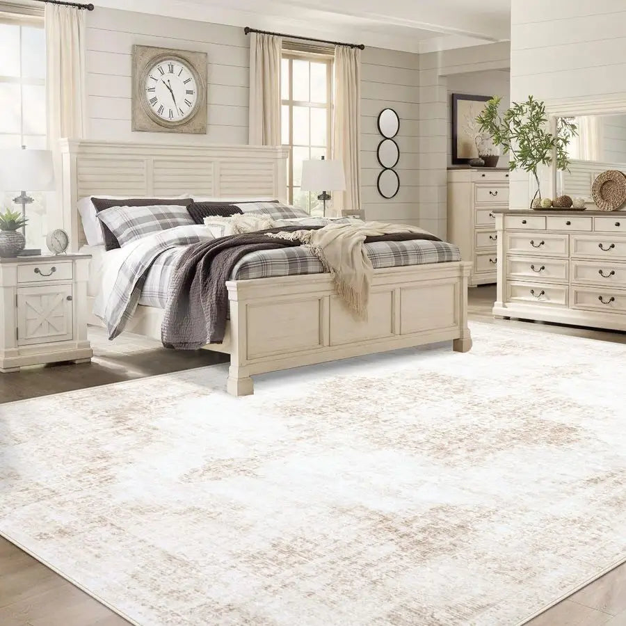 Vintage Medallion Washable Non Slip Indoor Rug for Living Room