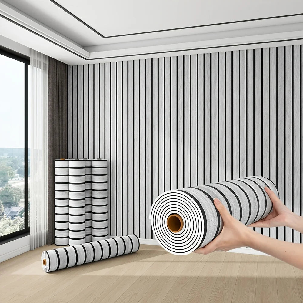 TRINTION Peel and Stick PVC Slat Wall Panel Wood Grain