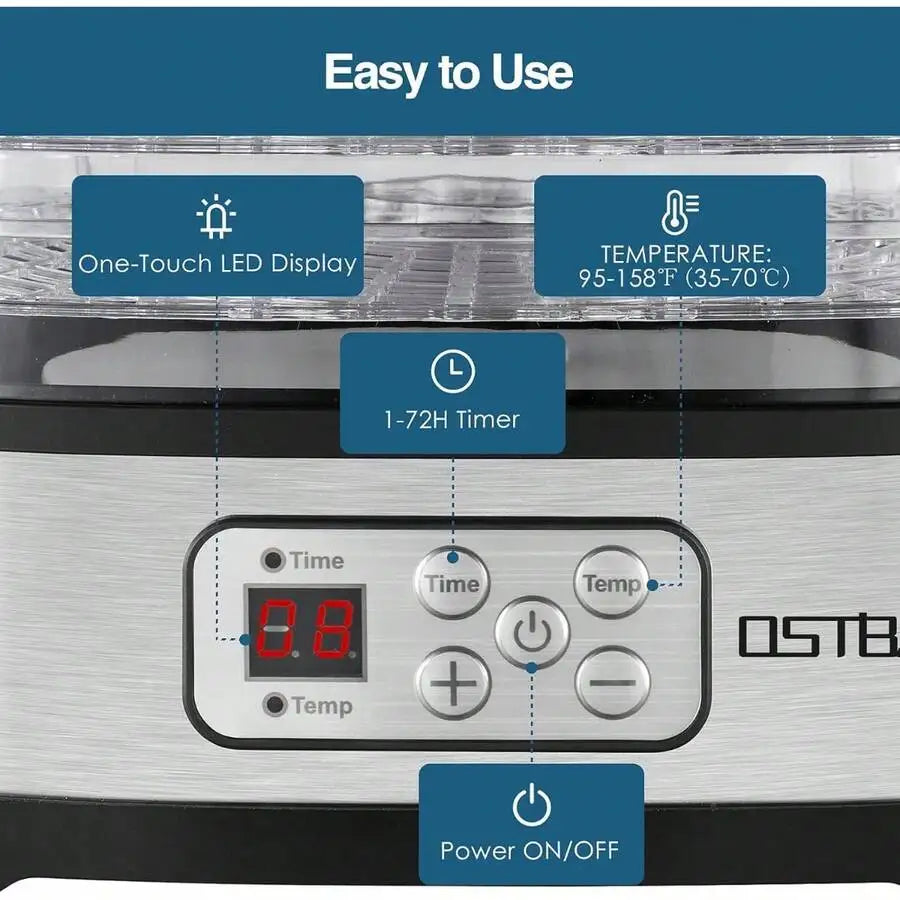 XMSJ 304 Stainless Steel Food Dehydrator With 72-Hour Timer