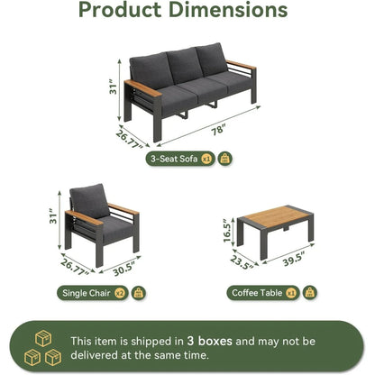 Outdoor Patio Conversation Furniture Set With Coffee Table