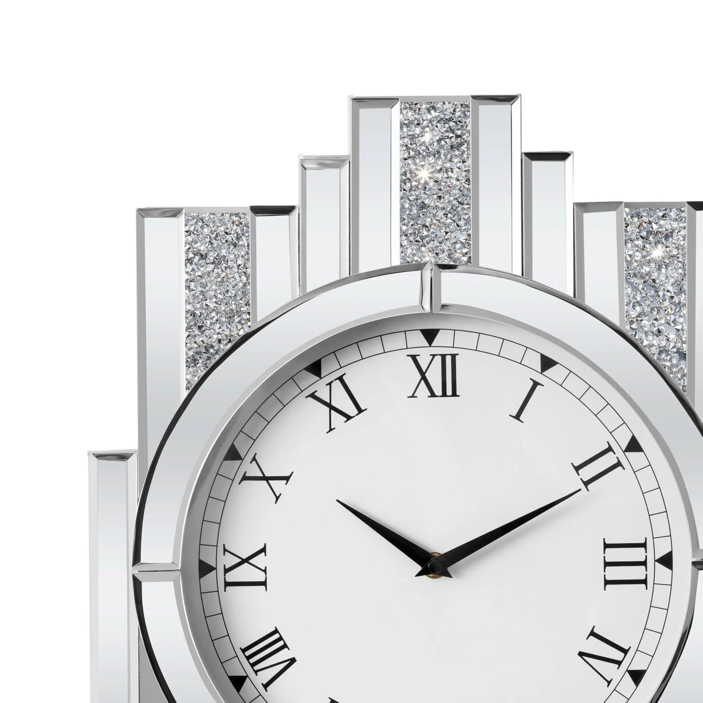 Modern Mirror Wall Clock With Crystal Sparkle Design