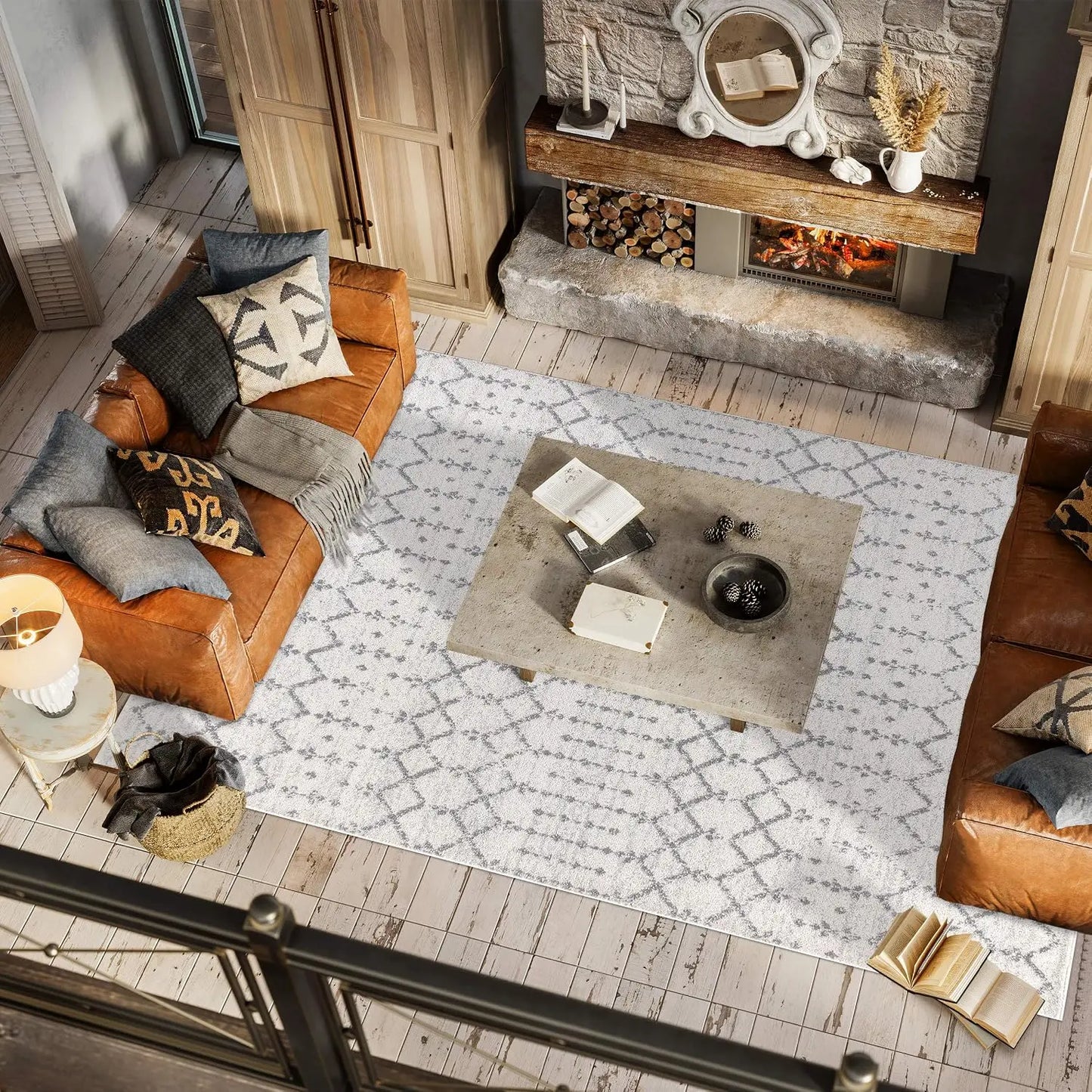 Boho Vintage Diamond Area Rug Moroccan Style For Living Room