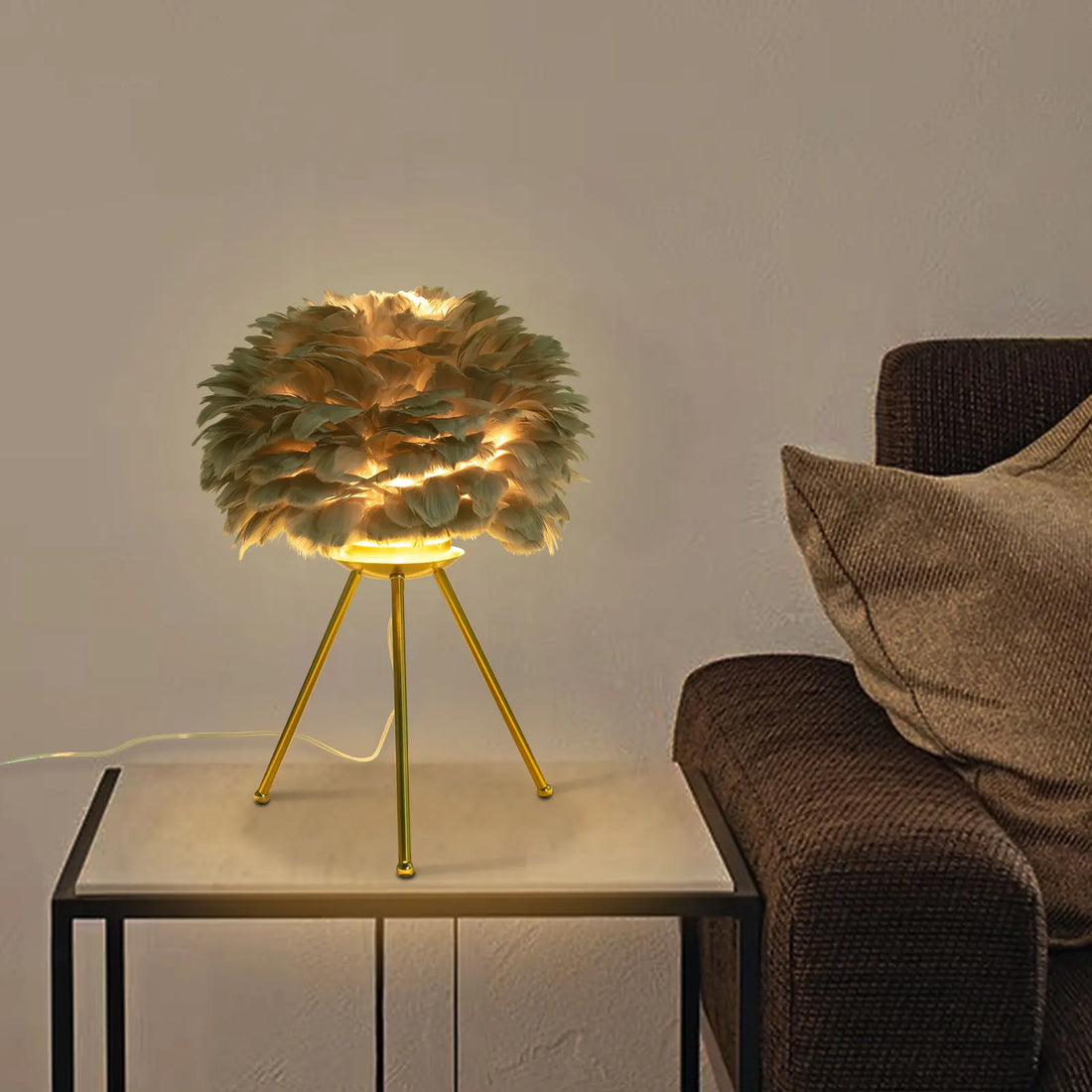 Feather Desk Lamp Tripod for Study and Living Spaces