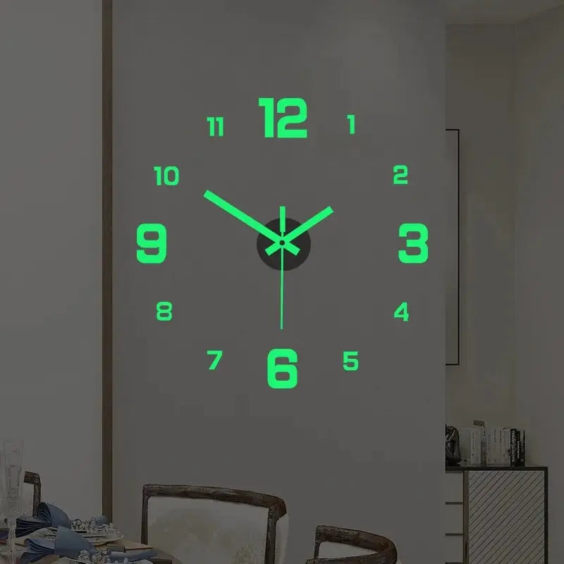 Luminous Digital Clock European Style DIY Silent Wall Sticker Clock