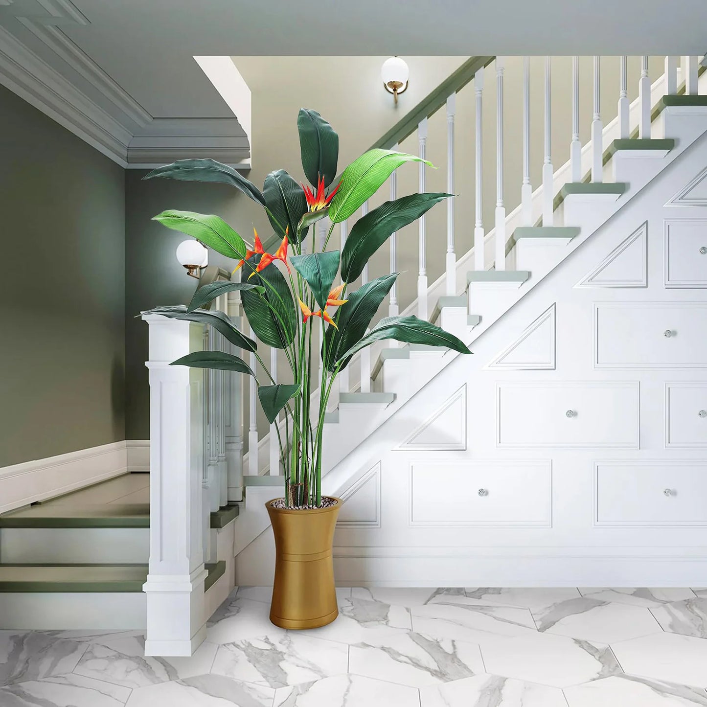 HiMISSCN Bird Of Paradise Artificial Plant 2-Piece Floor Decor