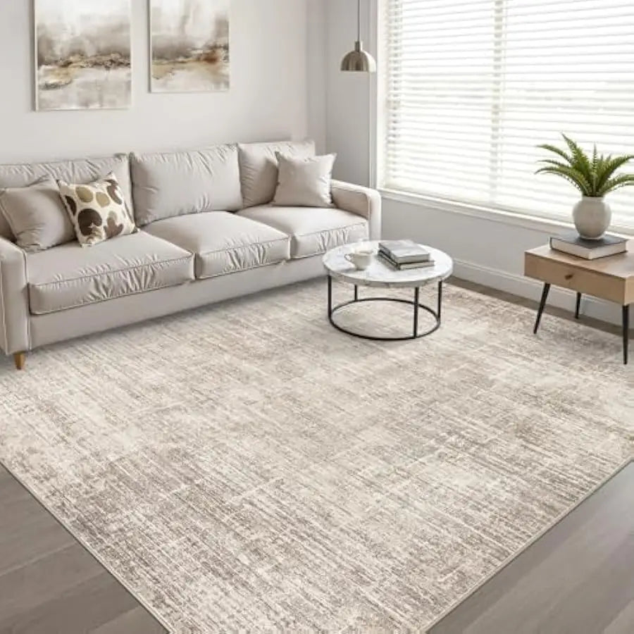 Area Rug For Living Room Washable Neutral Abstract Design