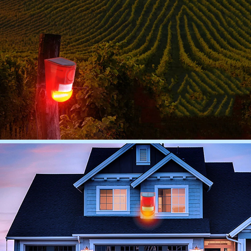 Solar Motion Sensor Alarm Waterproof Outdoor Security With Remote