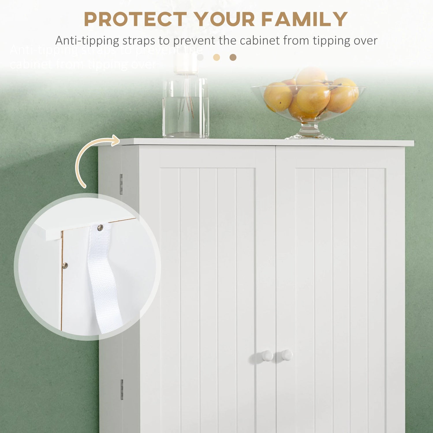 Homcom Freestanding Kitchen Pantry Cabinet With Double Doors