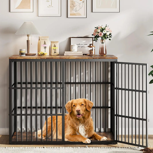 HiMISS 3 In 1 Dog Crate Furniture End Table With Lockable Doors