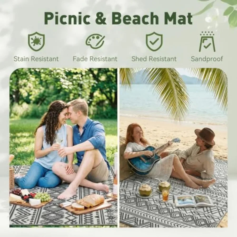 Outdoor Waterproof Rug For Patio And RV Camping Reversible Straw